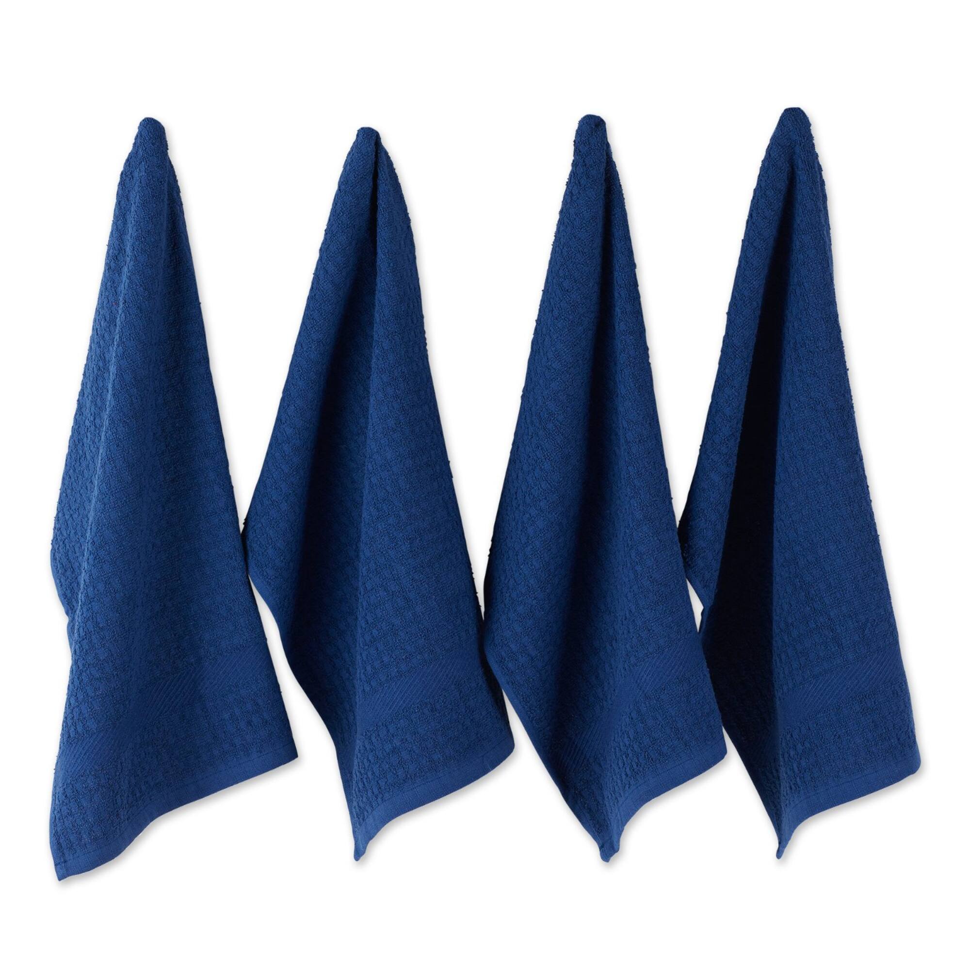 DII® Solid Nautical Blue Waffle Terry Dishtowel, 4ct.